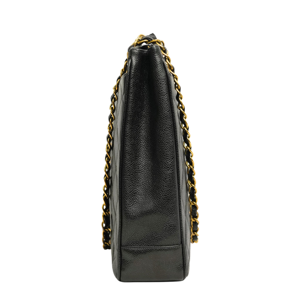 CHANEL 1997–1999 Coco Mark Matelassé Caviar Skin Tote Bag / Shoulder Bag