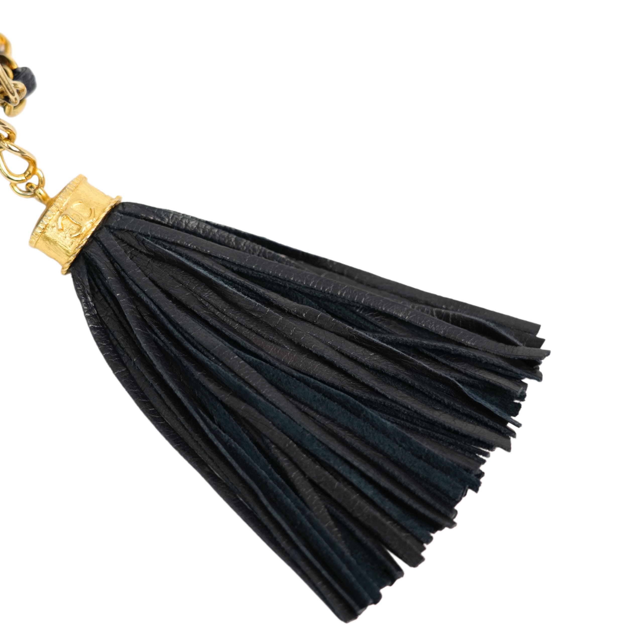 CHANEL 1986-1988 Matelasse Fringe Chain Satin Shoulder Bag