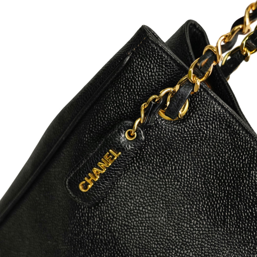 CHANEL 1996–1997 Coco Mark Matelassé Caviar Skin Tote Bag / Shoulder Bag