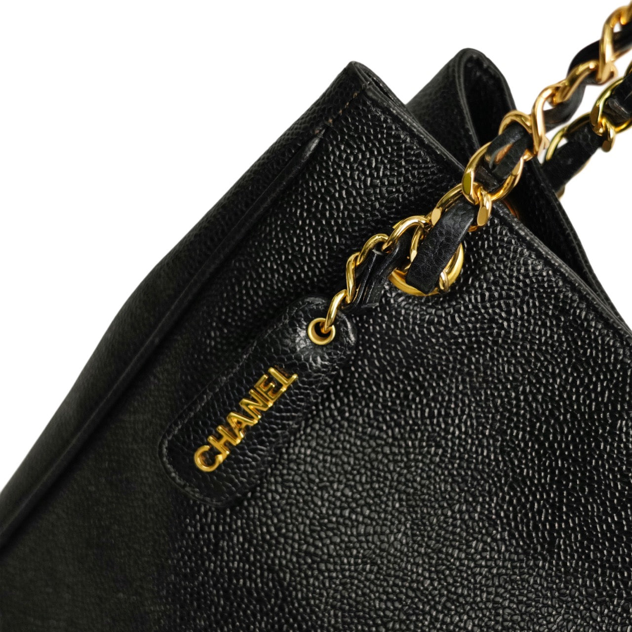 CHANEL 1996–1997 Coco Mark Matelassé Caviar Skin Tote Bag / Shoulder Bag