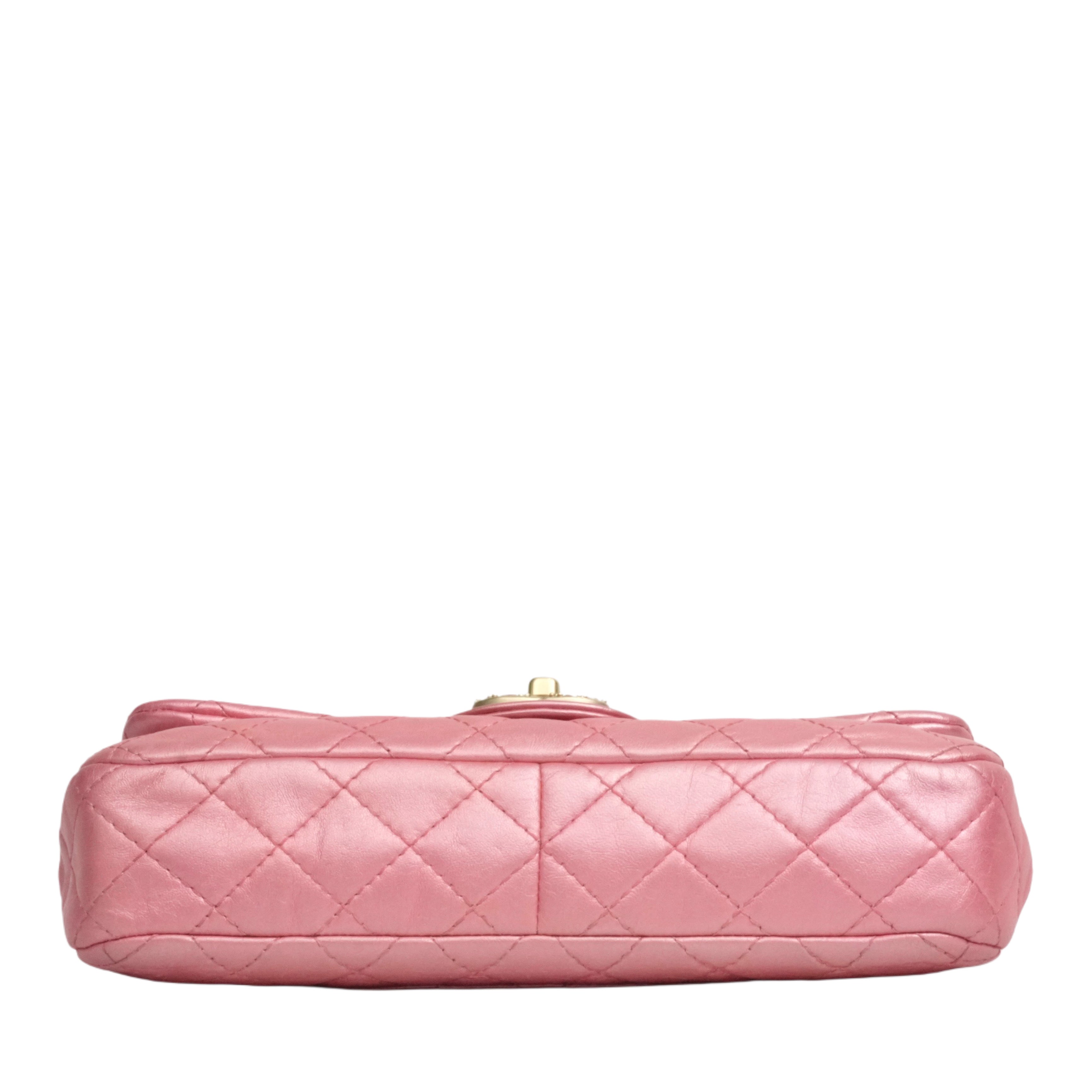 CHANEL 2010–2011 Crystal Logo Matelassé Chain Lambskin Shoulder Bag