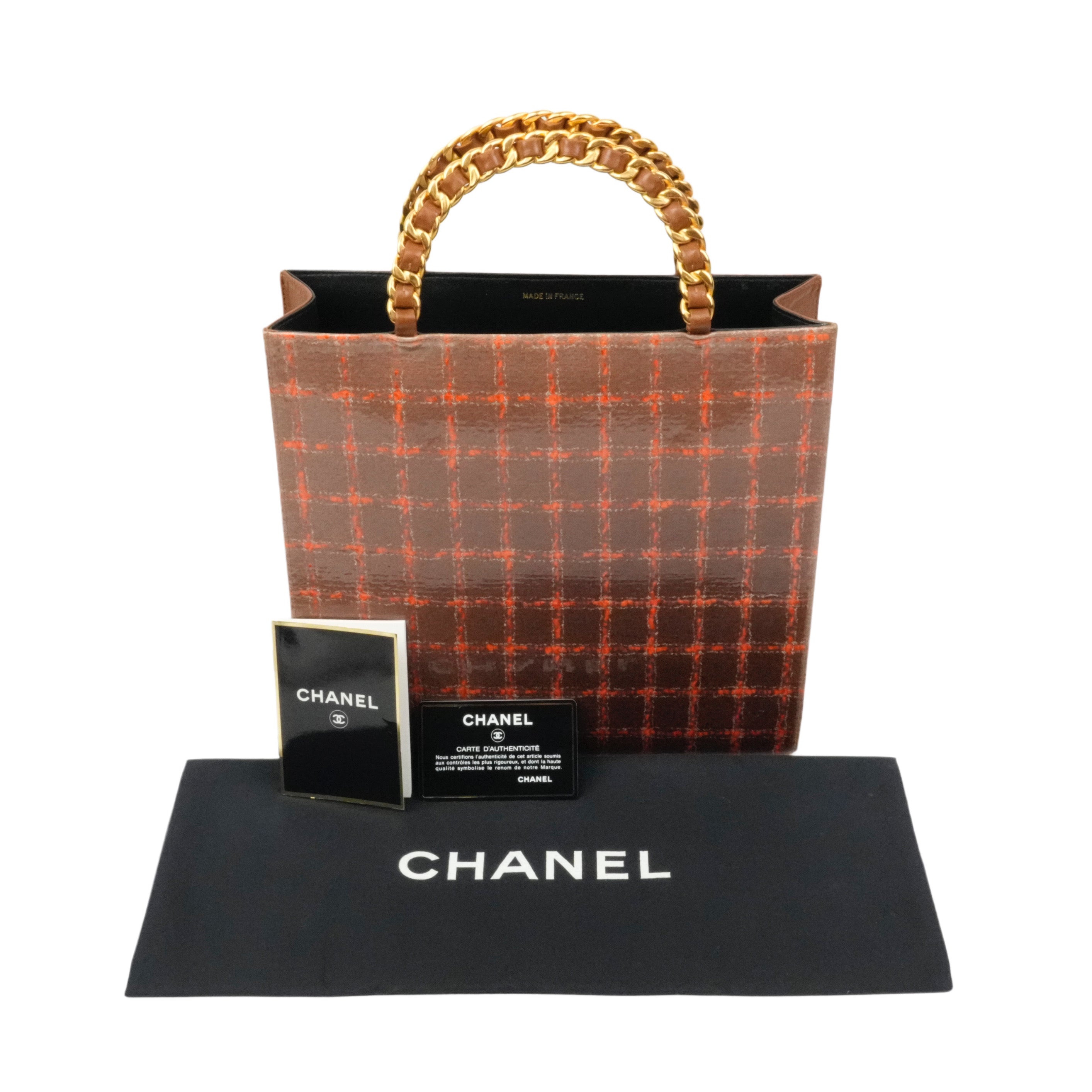 CHANEL 1994-1996 Chocobar Patent Chain Tote Bag/Handbag