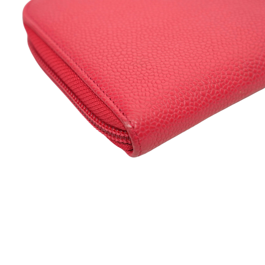 CHANEL 2013-2014 Caviar Skin Coco Mark Long Wallet