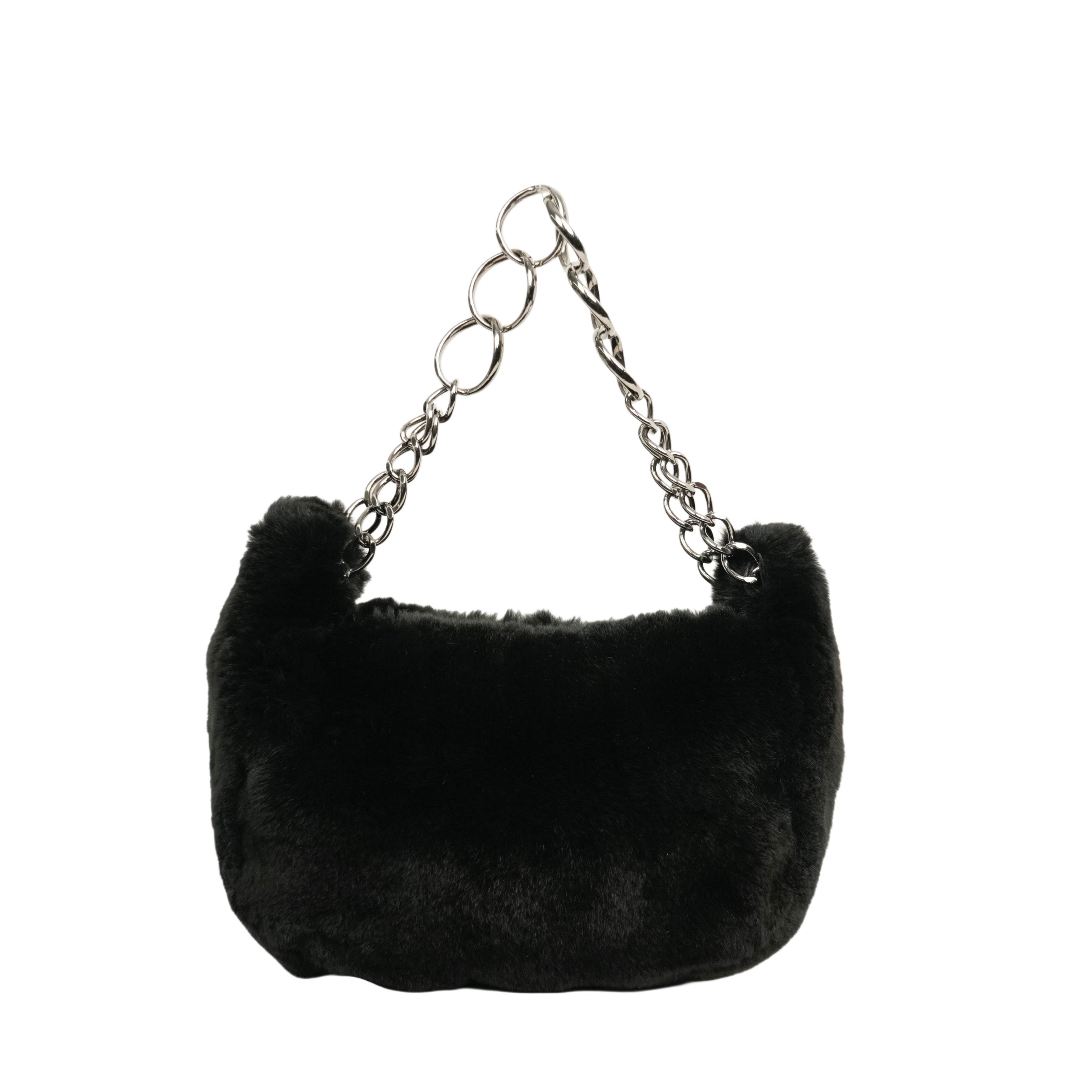 CHANEL 2002–2003 Fur Coco Mark Chain Shoulder Bag