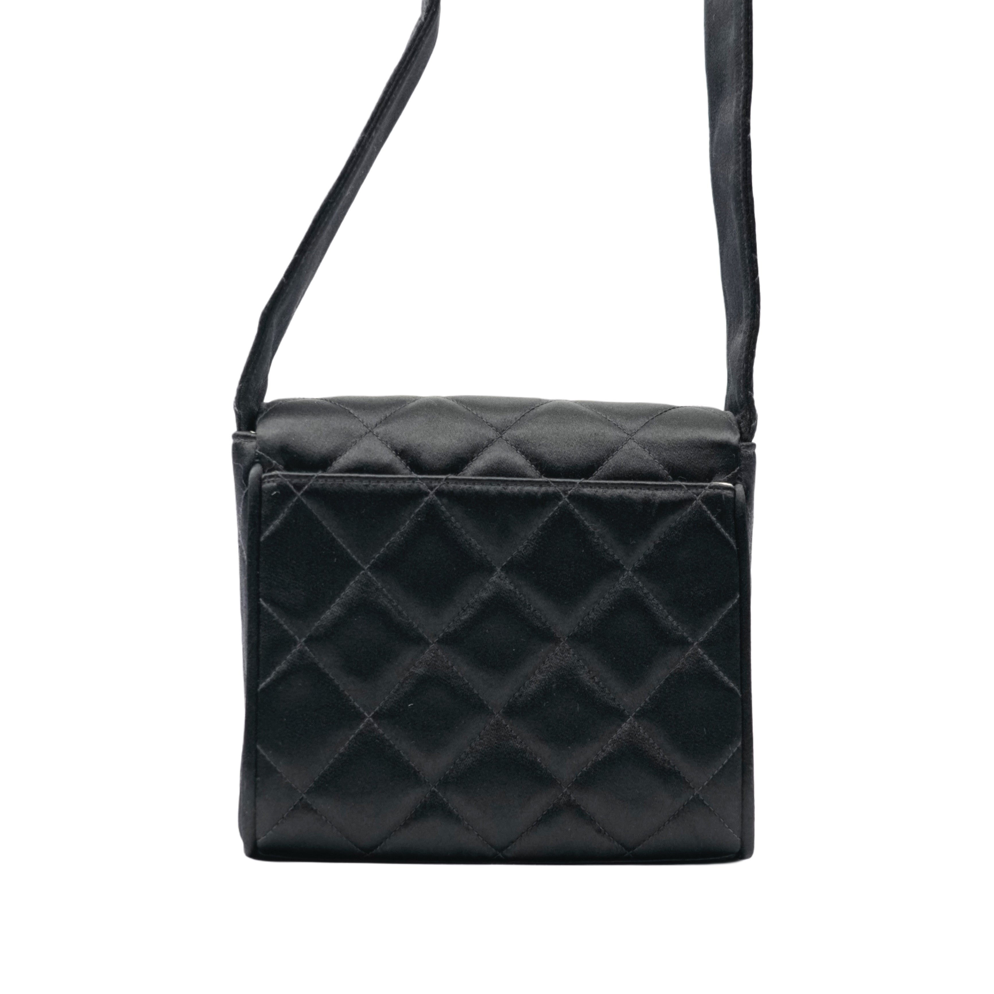 CHANEL 1991-1994 Mini MatelasseSatin Shoulder bag