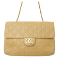 CHANEL 2003-2004 Embossed Logo Chain Double-Front Flap Shoulder Bag