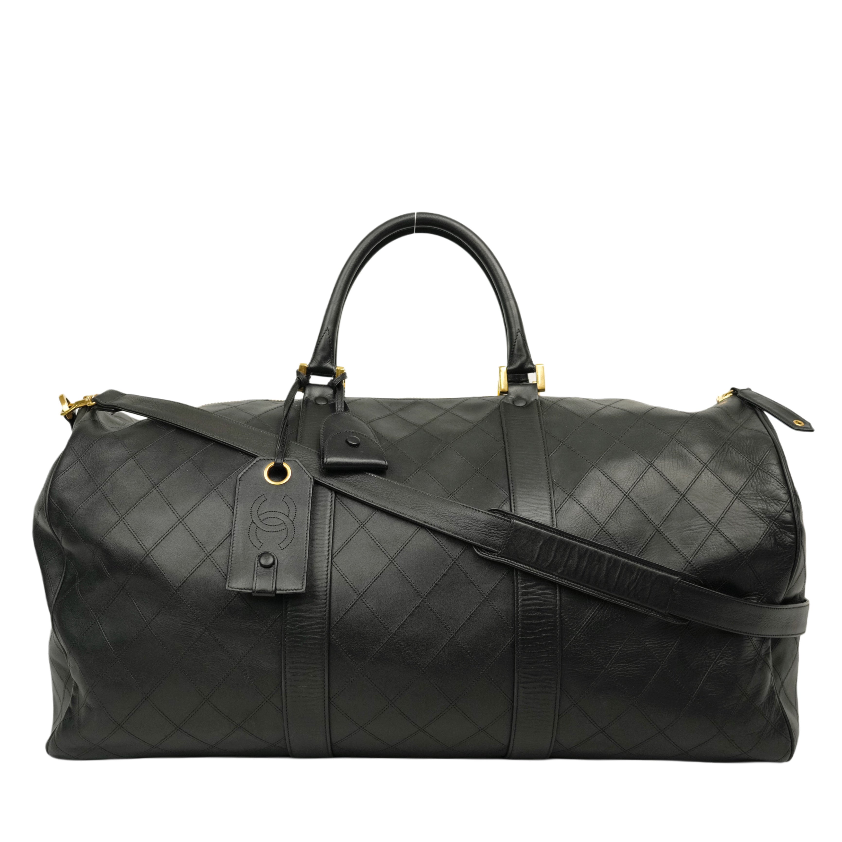 CHANEL 1991–1994 Matelassé Boston 60 Handbag / Shoulder Bag 2-Way