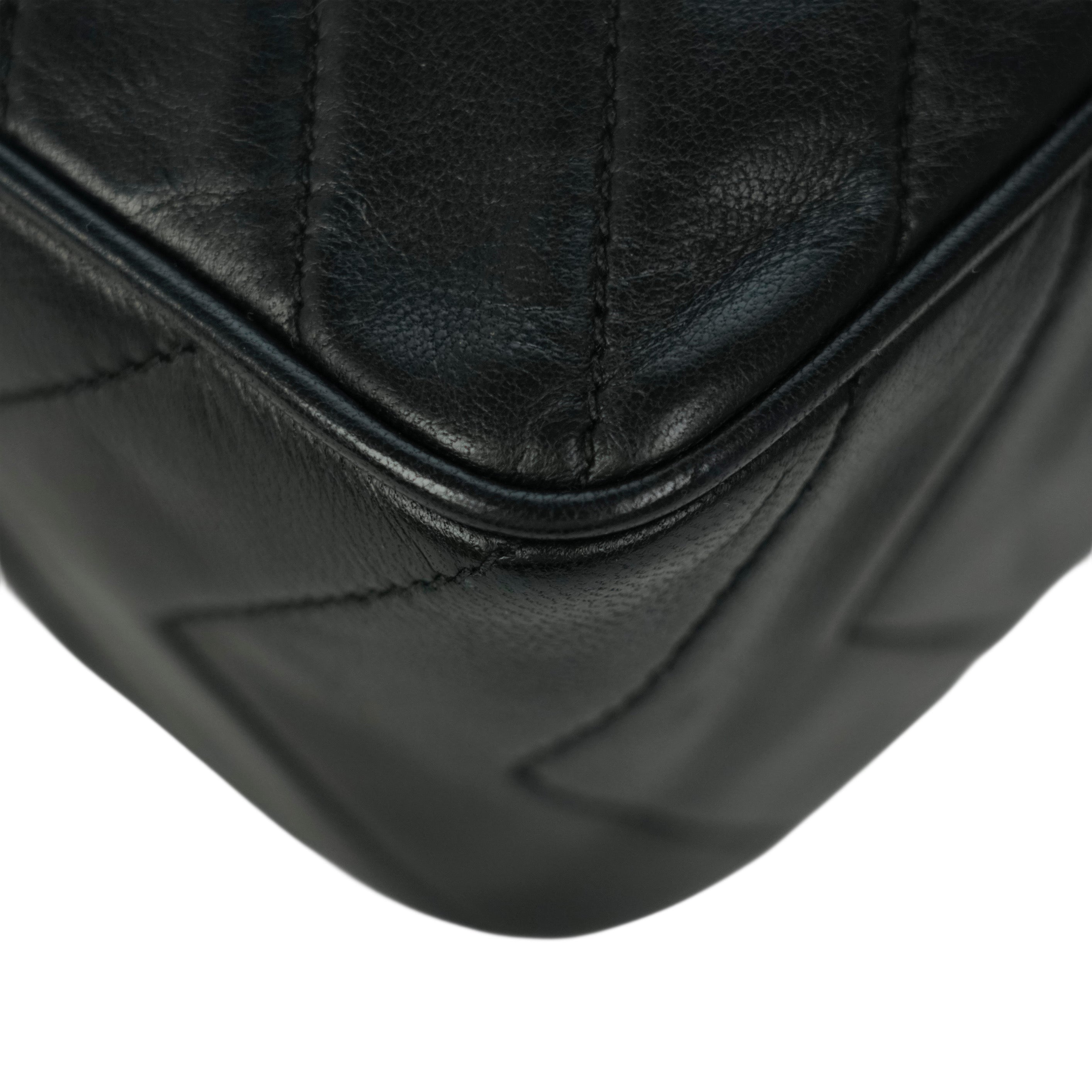 CHANEL 1991-1994 Coco Mark V-Stick Chain Lambskin Shoulder Bag