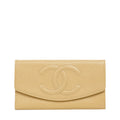 CHANEL 1997-1999 Coco Mark Caviar Skin Long Wallet