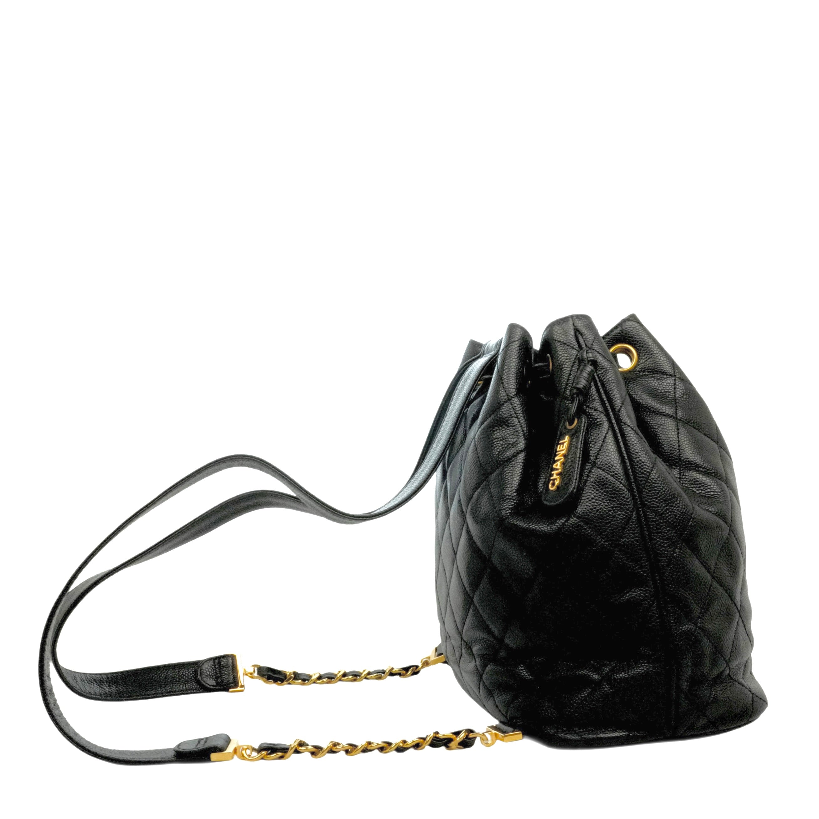 CHANEL 1994–1996 Drawstring Style Caviar Leather Backpack / Handbag