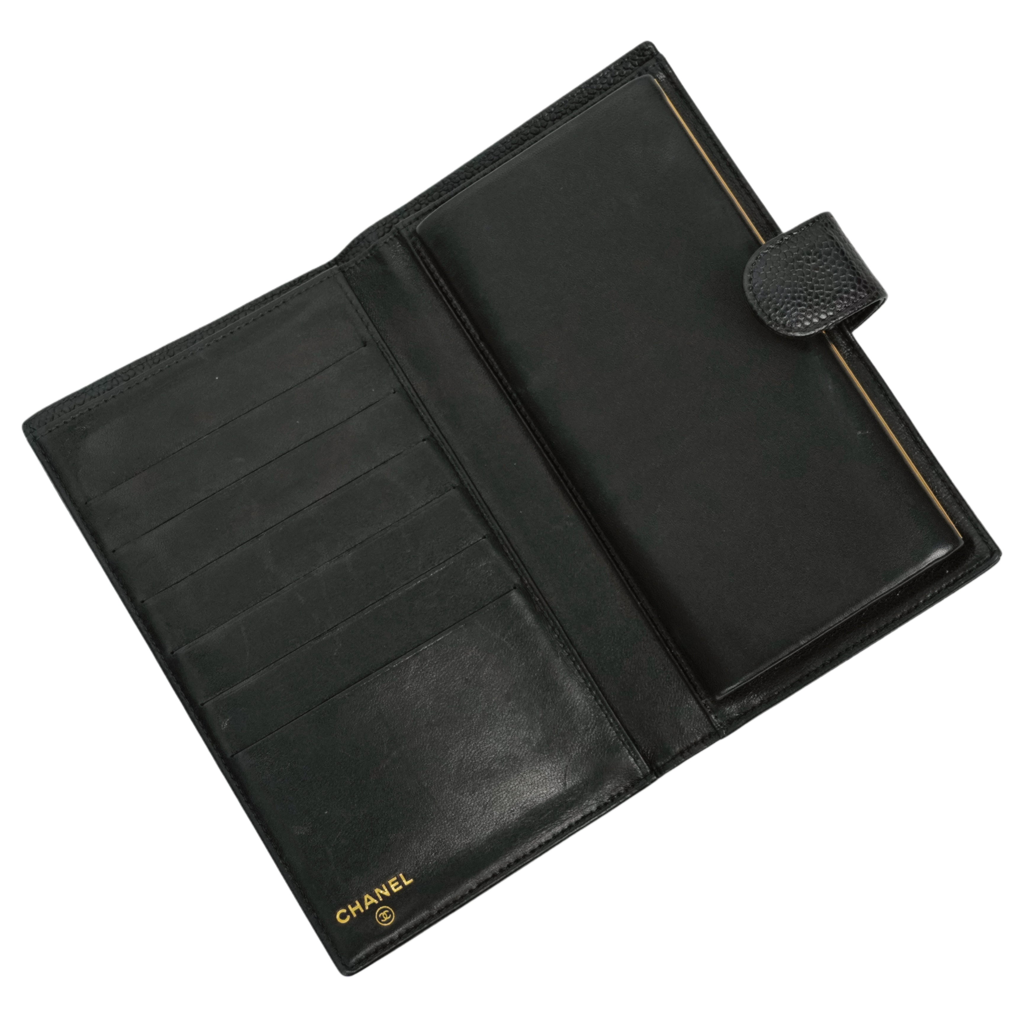 CHANEL 2003-2004 Coco Mark Caviar Skin Long Wallet