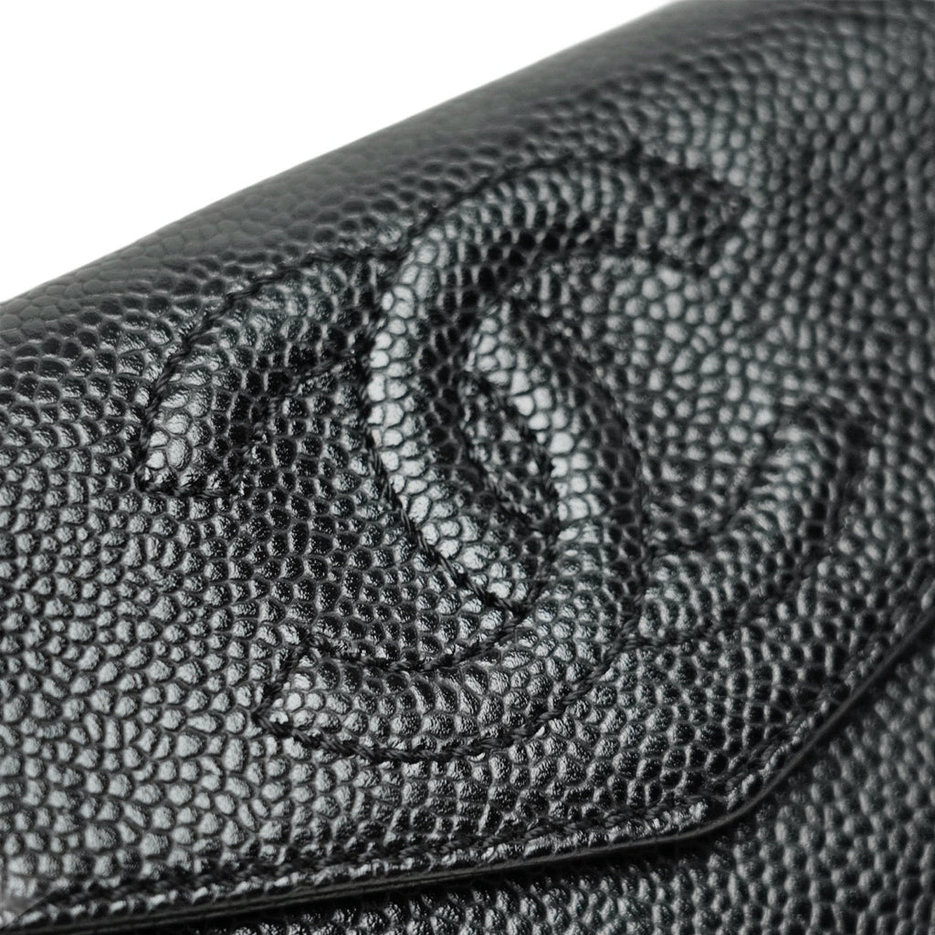CHANEL 1997–1999 Coco Mark Caviar Leather Long Wallet / Pouch