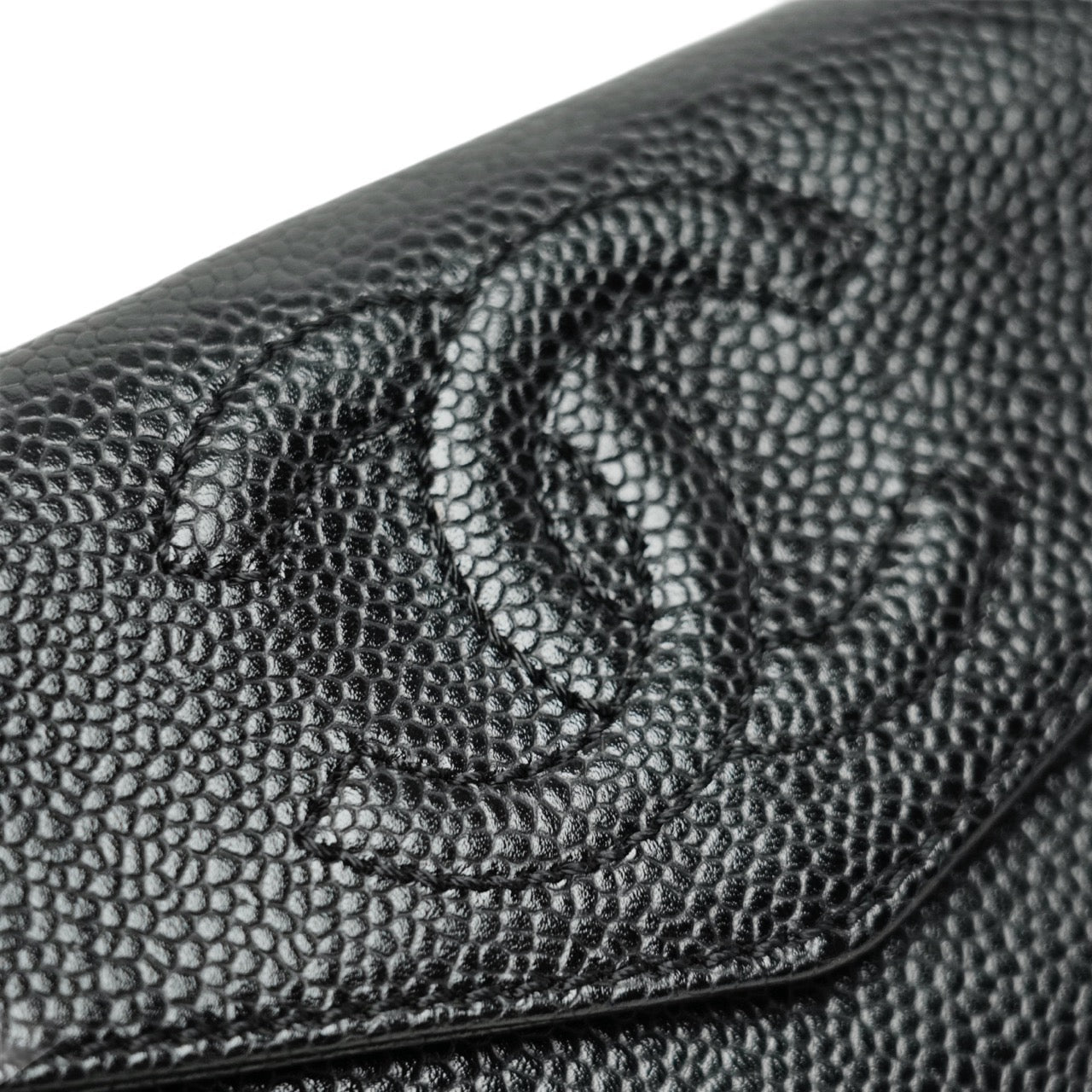 CHANEL 1997–1999 Coco Mark Caviar Leather Long Wallet / Pouch