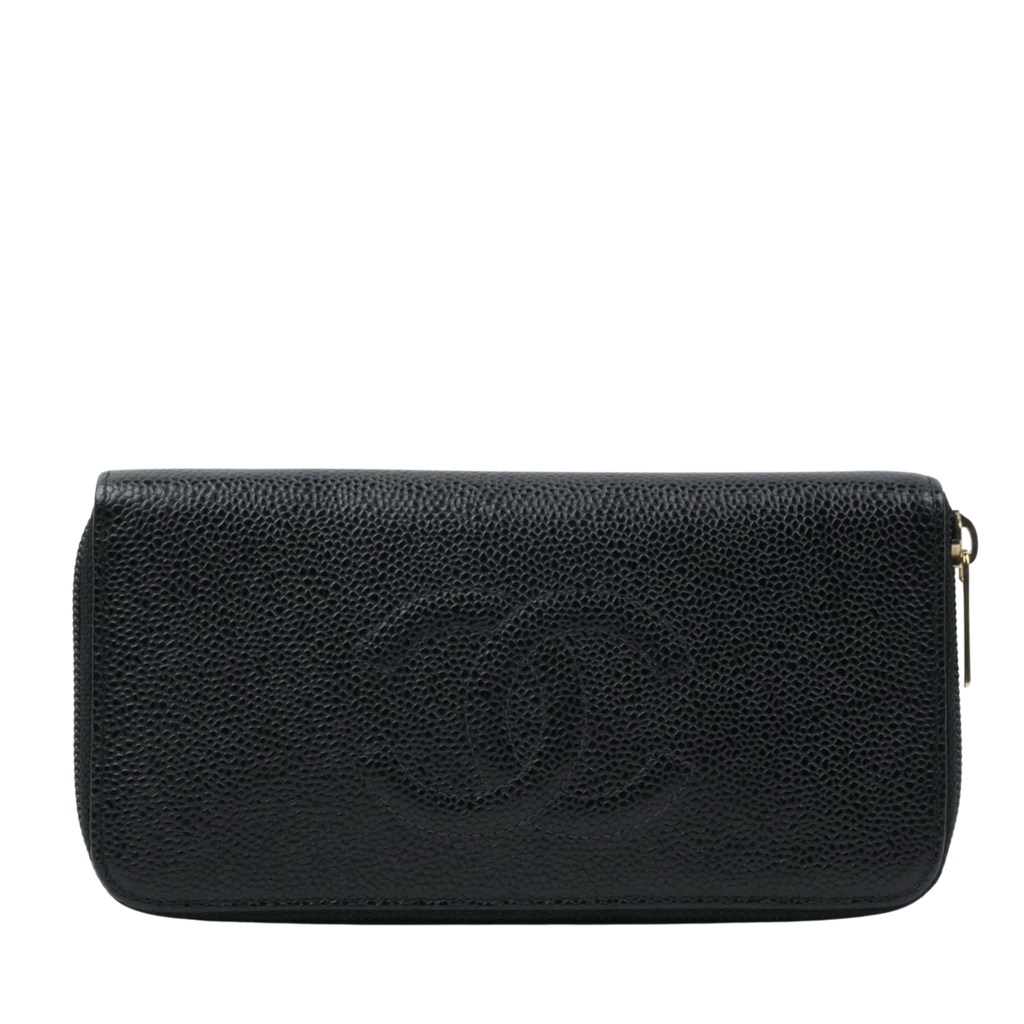 CHANEL  2003-2004 Caviar Skin Long Wallet