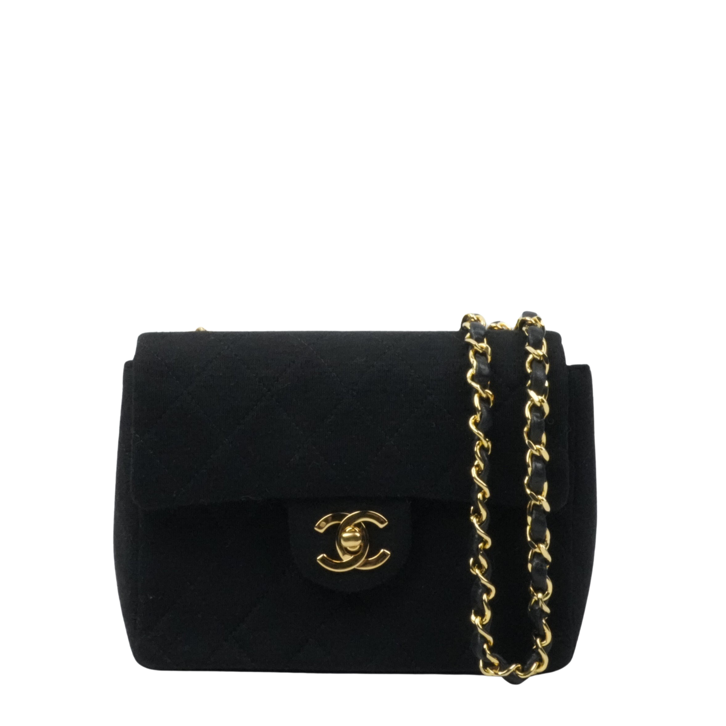 CHANEL 1986-1988 Cotton Jersey Mini Matelassé Shoulder Bag