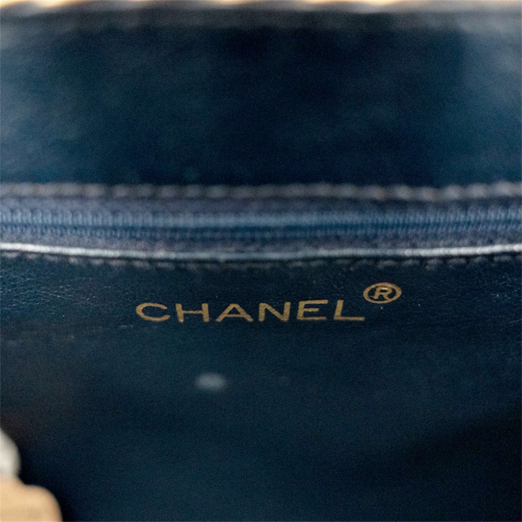 CHANEL 1997–1999 Coco Mark Chain Straw Denim Basket Shoulder Bag