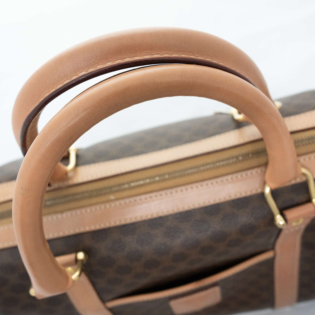 CELINE Brown Mcadam Mini Boston Handbag