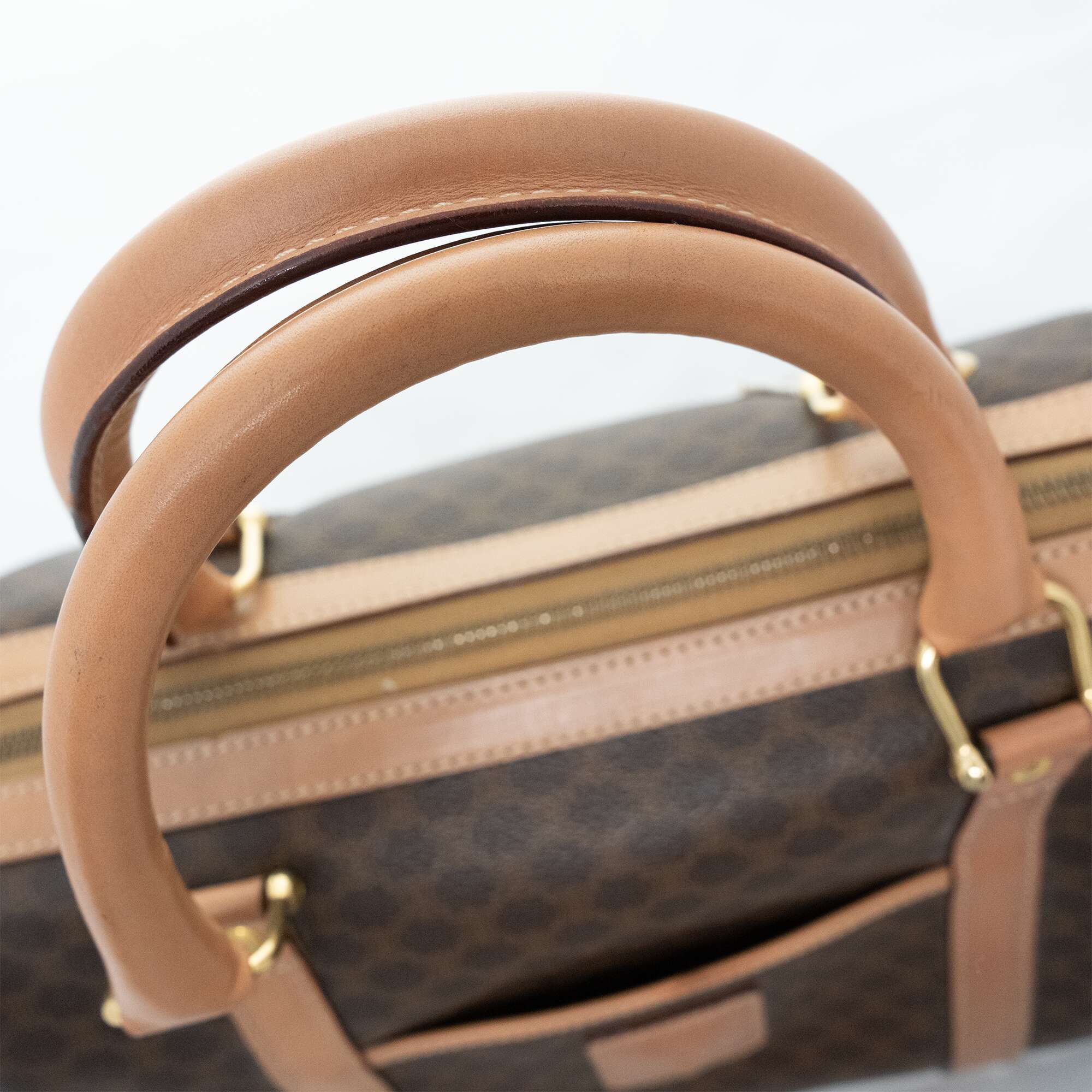CELINE Brown Mcadam Mini Boston Handbag
