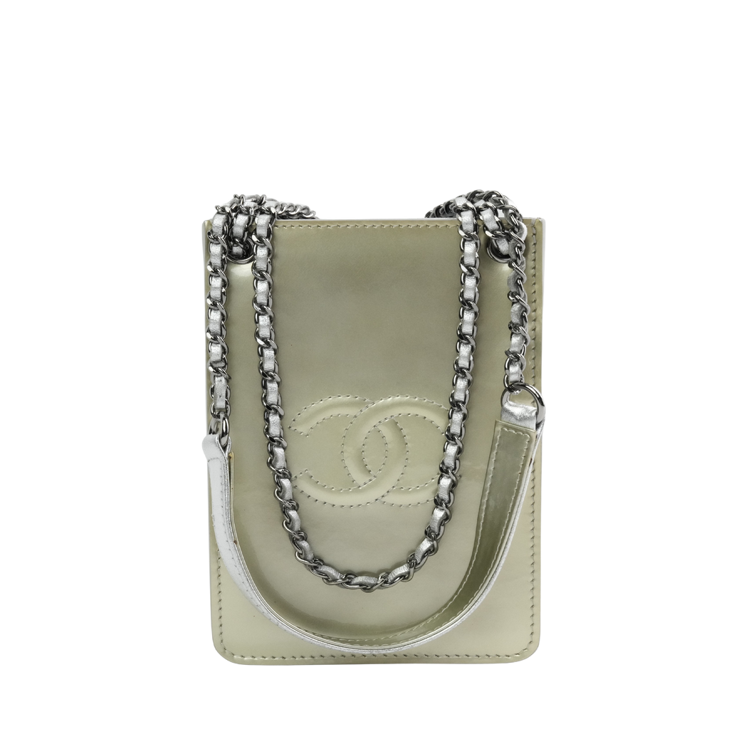 CHANEL 2014 Coco Mark Chain Metallic Leather Shoulder Bag